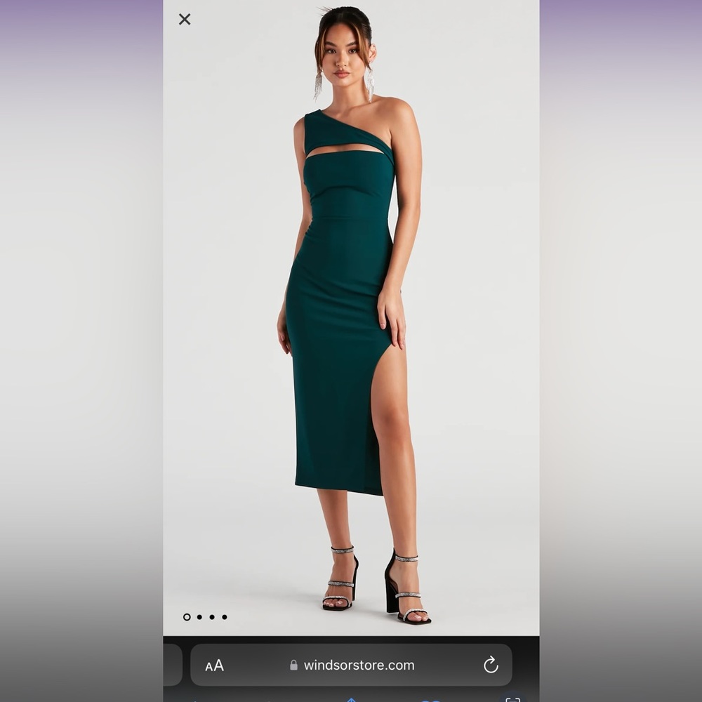 windsor hunter green XS “klaire” midi dress